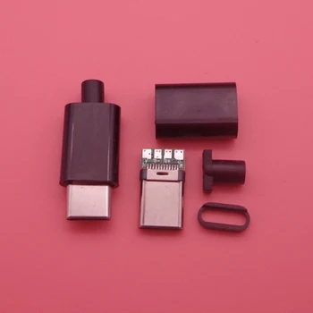 100шт Включете USB 3.1 Type C 2.0 конектор USB-C 4 в 1 Конектор за печатни платки Черен, бял