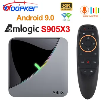 Woopker A95X F3 Air Smart TV Box Android 9,0 Amlogic S905X3 4 GB 64 GB Wifi Bluetooth мултимедиен плейър 4K Google Player Телеприставка