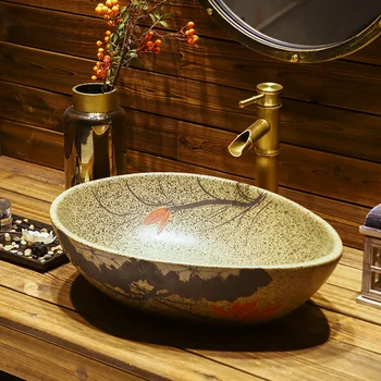 Китайски мивка Jingdezhen Art плот порцеланов черна керамична мивка Мивка за баня
