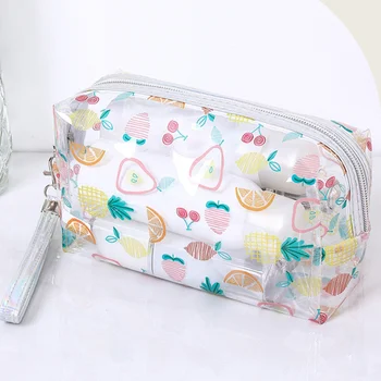 Косметичка от PVC, Модни Прозрачни Пътни Портативни мини-чанти и калъфи за пране, Дамски Косметичка джоб с флорални принтом ягоди