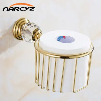 Титуляр на ролка тоалетна хартия в европейски стил за баня, чекмеджето, златна кристална държач за кърпи за ръце, кошче за хартиени кърпи GLY23