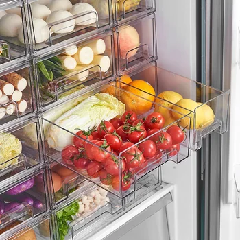 Кутии-организаторите за хладилник с Прозрачни Контейнери с капак, Штабелируемый Хладилник За кухнята, за Съхранение на Плодове, Зеленчуци, Месо