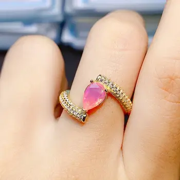 Годежен пръстен с опалом, круша, Розов цвят Огнен опал, годежен пръстен, винтажное пръстен от сребро 925 проба, пръстен с опалом, паве, CZ, пръстен с обещание за