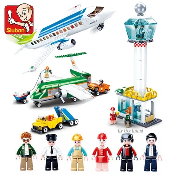 Комплекти Sluban City Авиационна World Civil Plane Airport с 2 букви, цифри модели на самолети, градивните елементи, играчки за момчета, подаръци