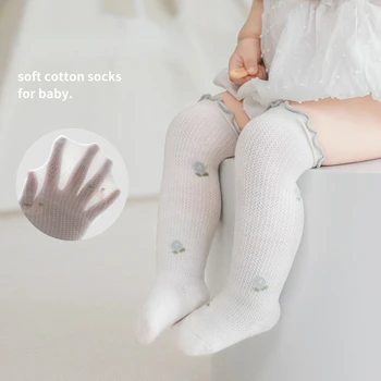 Детски Чорапи срещу комари, летни тънки мрежести чорапи с висока шнорхел, Свободни Дантелени Чорапи без кости за новородени момичета, детски чорапогащи до коляното
