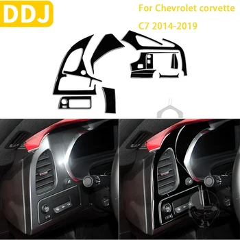 За Chevrolet Corvette C7 2014-2019 Аксесоари Черен автомобилен въздуховод за купето, тапицерия навигационна лента, стикер от пластмаса
