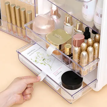 Кутия за съхранение на козметика Прахоустойчив потребителска за съхранение на продукти за грижа за кожата с голям капацитет, прозрачен Тенис на Рафтове за козметика