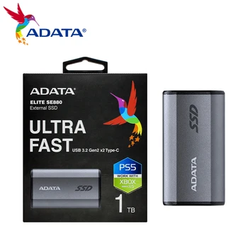 Оригинален Външен Преносим SSD-диск ADATA Elite SE880 1 TB 500 GB USB, 3.2 Gen 2 x2 Type C Мобилен Твърд Диск За КОМПЮТЪР