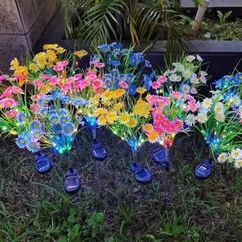 Слънчев led лампа за употреба на градина, лампа за косене на трева с цвете маргаритки и рози, водоустойчив външни соларни лампи за декорация на градината