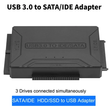 Адаптер SATA/IDE към USB 3.0 кабел, Кабел-адаптер за твърд диск, Конвертор за универсален 2,5/3,5-инчов твърд диск SATA и IDE/2,5-инчов SSD