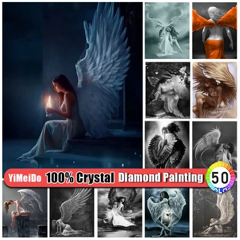 YiMeiDo 100% от декорация под формата на кристали и диаманти, картина за момичета, пълна тренировка, 5D, Направи си сам, диамантена мозайка Портрет на Ангел, Бродерия на кръстат бод, кристали