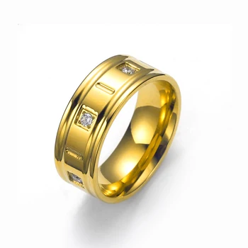 Пръстен на Nikodim с квадратни кристали, 8 мм, мъжки пръстен от титан, неръждаема стомана, винтажное пръстен с кубическим цирконием, водоустойчив бижута