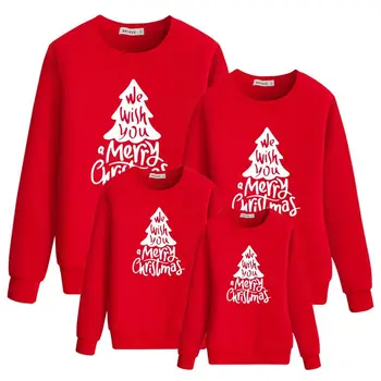Коледен пуловер, семейна памучен пижама с принтом Коледната елха, коледен пуловер, семейна пижами Навидад Фамилия Baby