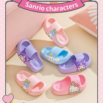 Kawaii Аниме Sanrio Hello Kitty Kuromi Cinnamoroll, Чехли My Melody, сладки бебешки нескользящие домашни сандали с анимационни герои, подарък за рожден Ден