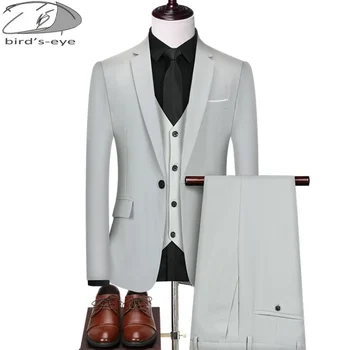 (Яке + Жилетка + Панталони) Есенно-зимния мъжки костюм 2021, Нова тенденция, Оборудвана, Красив Костюм, комплект от 3 теми, мъжки Сватбен костюм на един пуговице