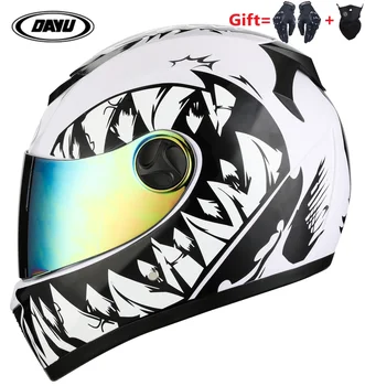 2 Gif-изображения Нов полнолицевой мотоциклет шлем с две лещи, каска за мотокрос, каска на мотоциклет с двойно козырьками за възрастни