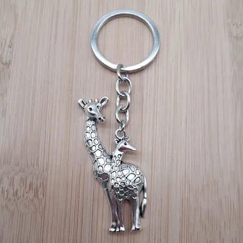 Ключодържател с пискюл 54x22 мм минава жираф, елен, античен посеребренный висулка, направи си сам, мъжки автомобил, халка за ключове с камък рожден ден, подарък бижута